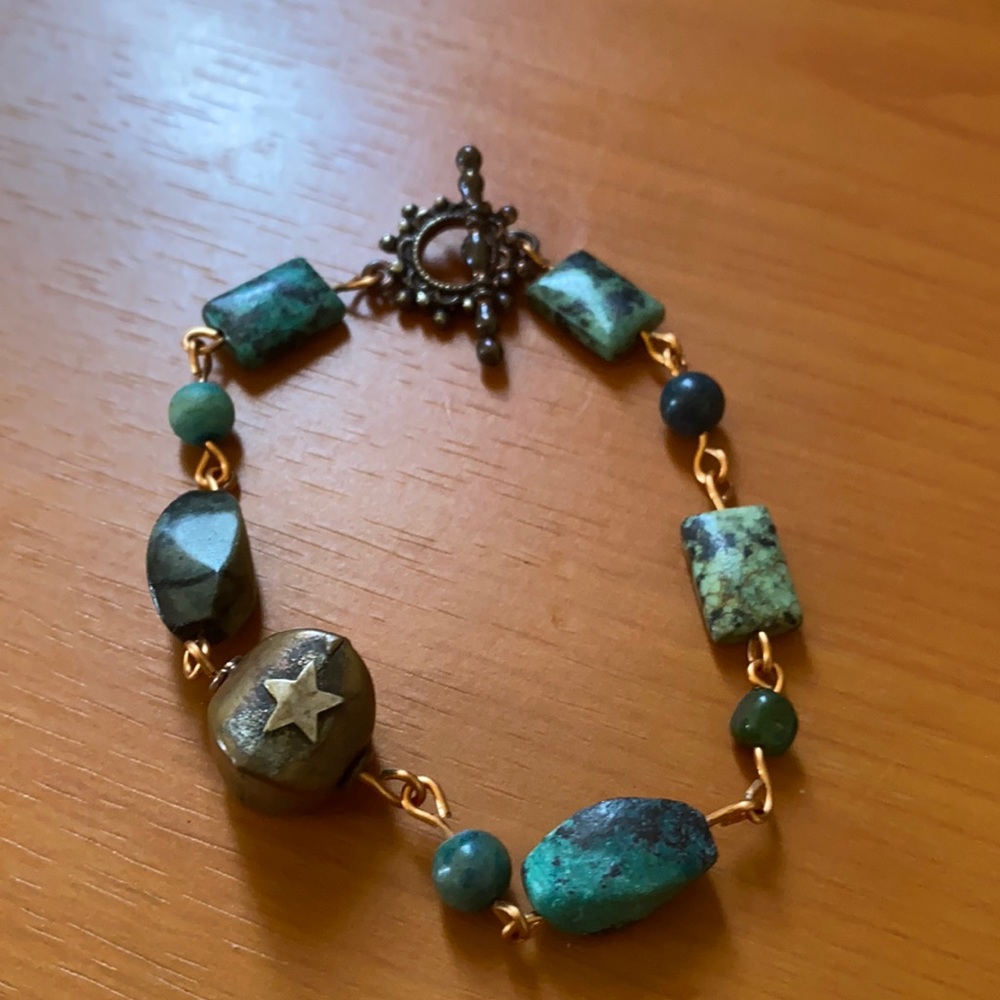 Beautiful turquoise & brass bracelet